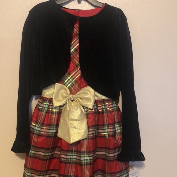 Juniors Sweet Charmers Sparkly Red Plaid Christmas Dress Size 20.5 - Picture 5 of 7